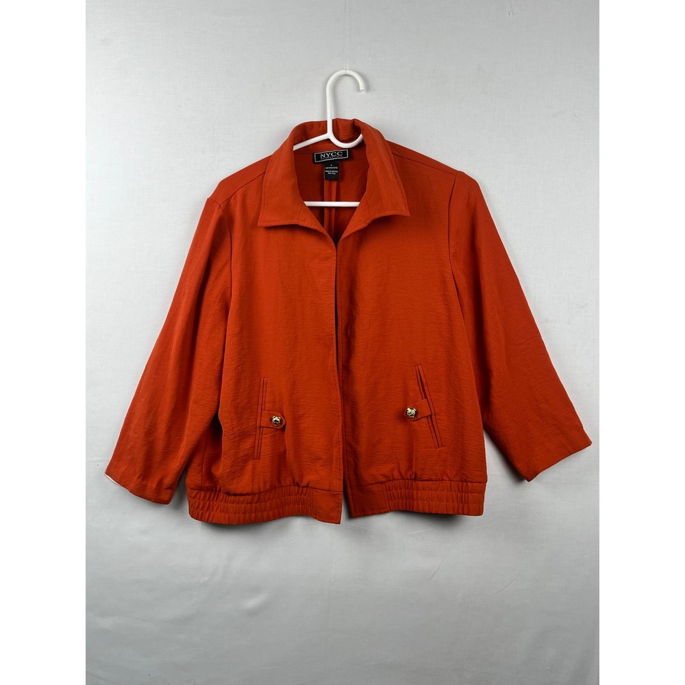 NYCC New York Clothing Co Jacket Womens Large Open Front Elastic Hem Orange L